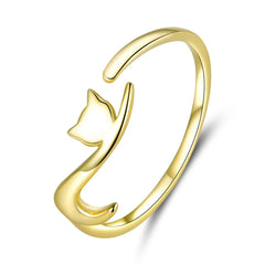 Sterling Silver Dachshund Dog Rings Adjustable Cut Animal Open Ring for Women - PeticaDeals