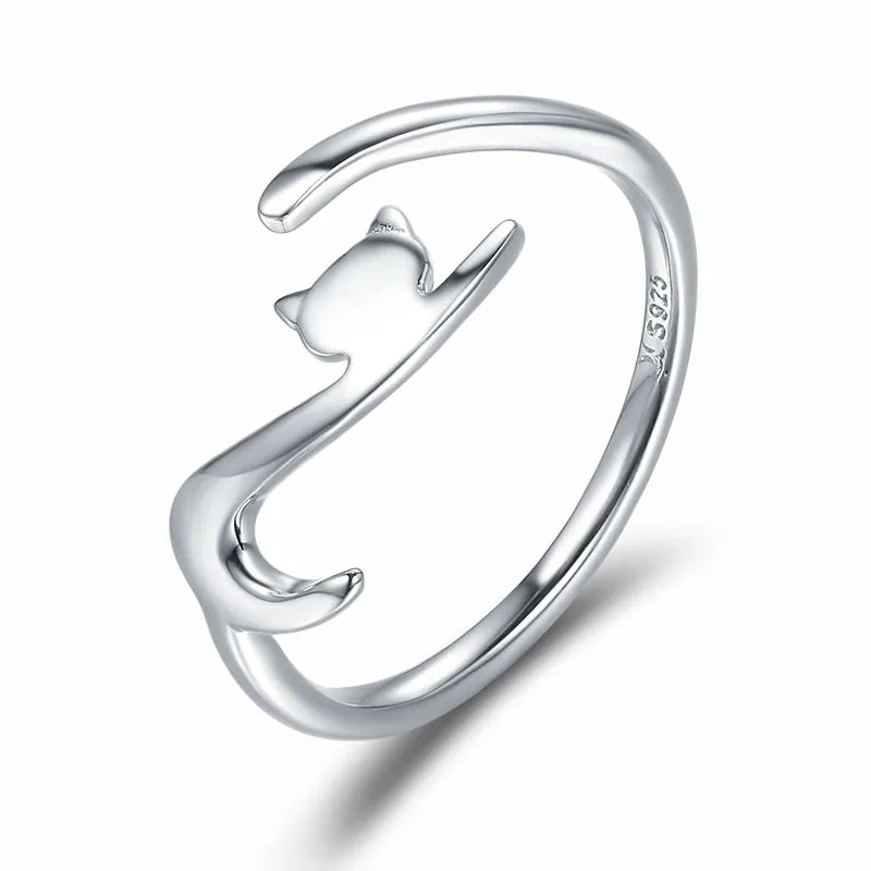 Sterling Silver Dachshund Dog Rings Adjustable Cut Animal Open Ring for Women - PeticaDeals