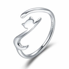 Sterling Silver Dachshund Dog Rings Adjustable Cut Animal Open Ring for Women - PeticaDeals