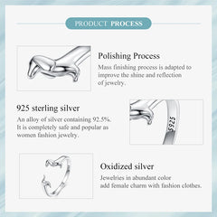 Sterling Silver Dachshund Dog Rings Adjustable Cut Animal Open Ring for Women - PeticaDeals