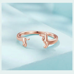 Sterling Silver Dachshund Dog Rings Adjustable Cut Animal Open Ring for Women - PeticaDeals