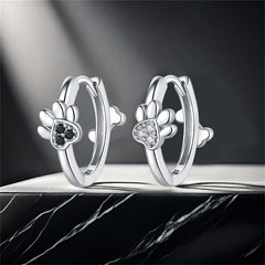 Sterling Silver Double Circle Earrings For Women Shining Zircon Piercing Ear Studs Fine Jewelry - PeticaDeals