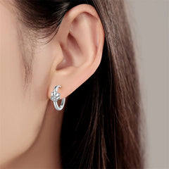 Sterling Silver Double Circle Earrings For Women Shining Zircon Piercing Ear Studs Fine Jewelry - PeticaDeals