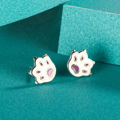 Sterling Silver Fashion Cute Cat Paw Charm Stud Earrings For Girls Fine Jewelry - PeticaDeals