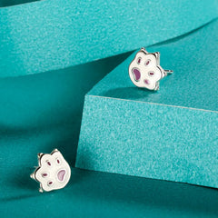 Sterling Silver Fashion Cute Cat Paw Charm Stud Earrings For Girls Fine Jewelry - PeticaDeals