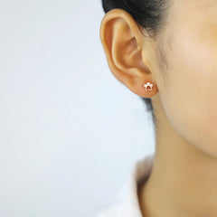 Sterling Silver Kids Earring Cute Dog Paw Shiny CZ Stud Earring For Girls - PeticaDeals