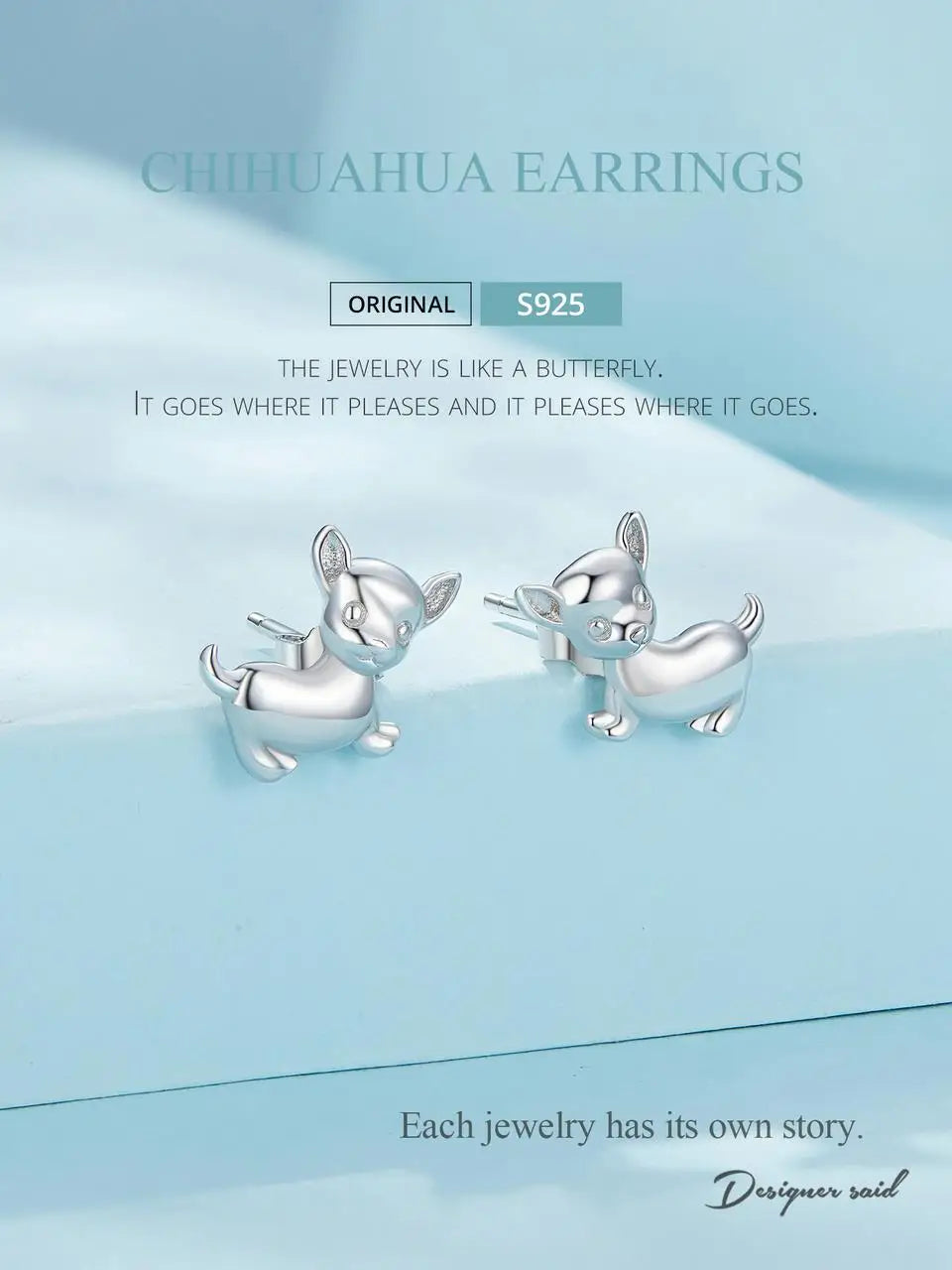 Sterling Silver Mini Lovely Chihuahua Dog Stud Earrings For Women - PeticaDeals