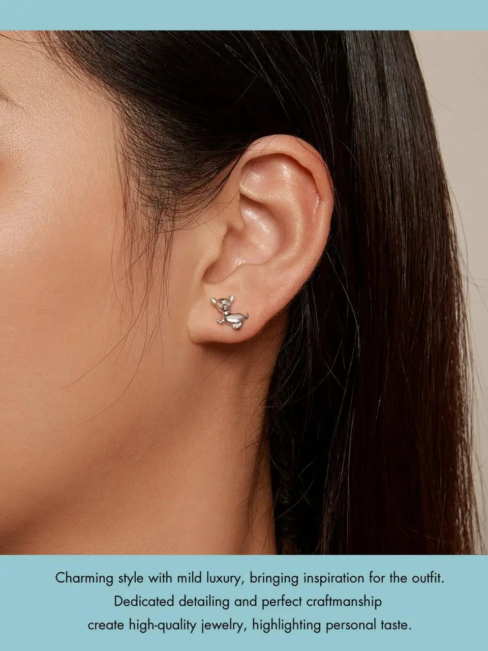 Sterling Silver Mini Lovely Chihuahua Dog Stud Earrings For Women - PeticaDeals