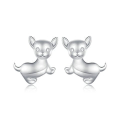 Sterling Silver Mini Lovely Chihuahua Dog Stud Earrings For Women - PeticaDeals