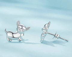 Sterling Silver Mini Lovely Chihuahua Dog Stud Earrings For Women - PeticaDeals