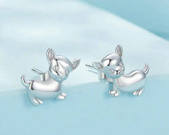 Sterling Silver Mini Lovely Chihuahua Dog Stud Earrings For Women - PeticaDeals
