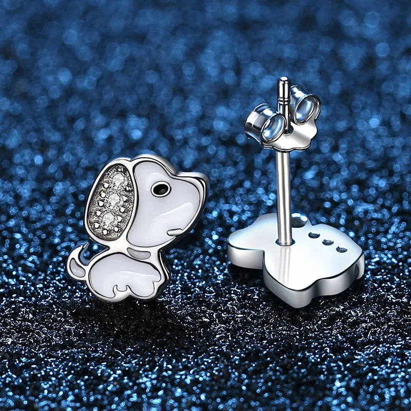 Sterling Silver Minimalist Fashion Charm Cute  Animal Little Dog Stud Earrings Women Girls Jewelry - PeticaDeals
