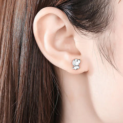 Sterling Silver Minimalist Fashion Charm Cute  Animal Little Dog Stud Earrings Women Girls Jewelry - PeticaDeals