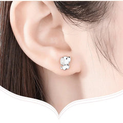 Sterling Silver Minimalist Fashion Charm Cute  Animal Little Dog Stud Earrings Women Girls Jewelry - PeticaDeals