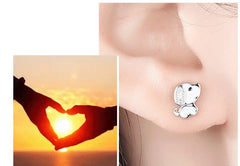 Sterling Silver Minimalist Fashion Charm Cute  Animal Little Dog Stud Earrings Women Girls Jewelry - PeticaDeals