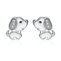 Sterling Silver Minimalist Fashion Charm Cute  Animal Little Dog Stud Earrings Women Girls Jewelry - PeticaDeals