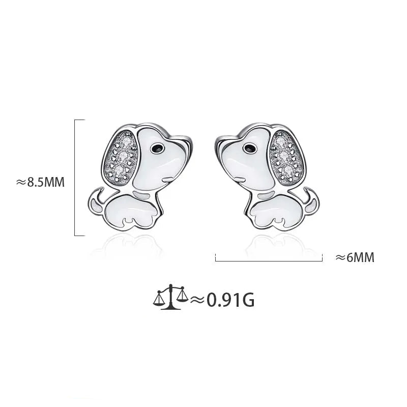 Sterling Silver Minimalist Fashion Charm Cute  Animal Little Dog Stud Earrings Women Girls Jewelry - PeticaDeals