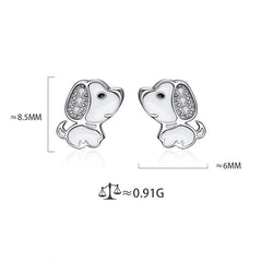 Sterling Silver Minimalist Fashion Charm Cute  Animal Little Dog Stud Earrings Women Girls Jewelry - PeticaDeals