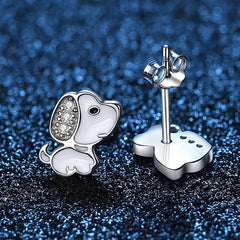 Sterling Silver Minimalist Fashion Charm Cute  Animal Little Dog Stud Earrings Women Girls Jewelry - PeticaDeals