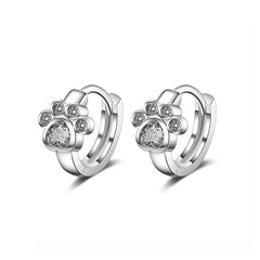 Sterling Silver Needle Colorful Copper Zirconia Cat Dog Paw Hoop Earrings for Women - PeticaDeals