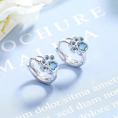 Sterling Silver Needle Colorful Copper Zirconia Cat Dog Paw Hoop Earrings for Women - PeticaDeals