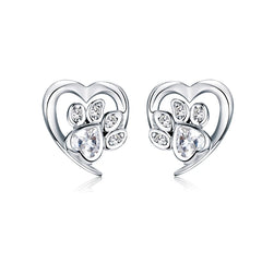 Sterling Silver Paw Dog Footprint Stud Earrings -PeticaDeals