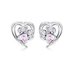Sterling Silver Paw Dog Footprint Stud Earrings -PeticaDeals