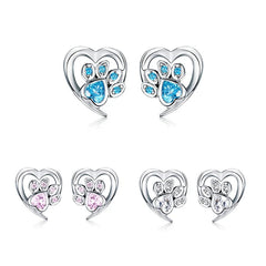 Sterling Silver Paw Dog Footprint Stud Earrings -PeticaDeals