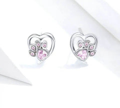 Sterling Silver Paw Dog Footprint Stud Earrings -PeticaDeals