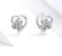Sterling Silver Paw Dog Footprint Stud Earrings -PeticaDeals