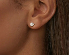 Sterling Silver Pet Paw Stud Earrings White Gold Plated For Women - PeticaDeals