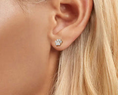 Sterling Silver Pet Paw Stud Earrings White Gold Plated For Women - PeticaDeals