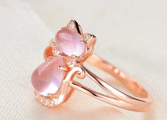 Sterling Silver Pink Crystal Cat Rings For Women Fashion Jewelry - PeticaDeals