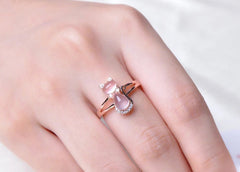 Sterling Silver Pink Crystal Cat Rings For Women Fashion Jewelry - PeticaDeals