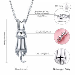 Sterling Silver Stretched Cat Necklace for Women 18 inches Animals Chic Jewelry - PeticaDeals
