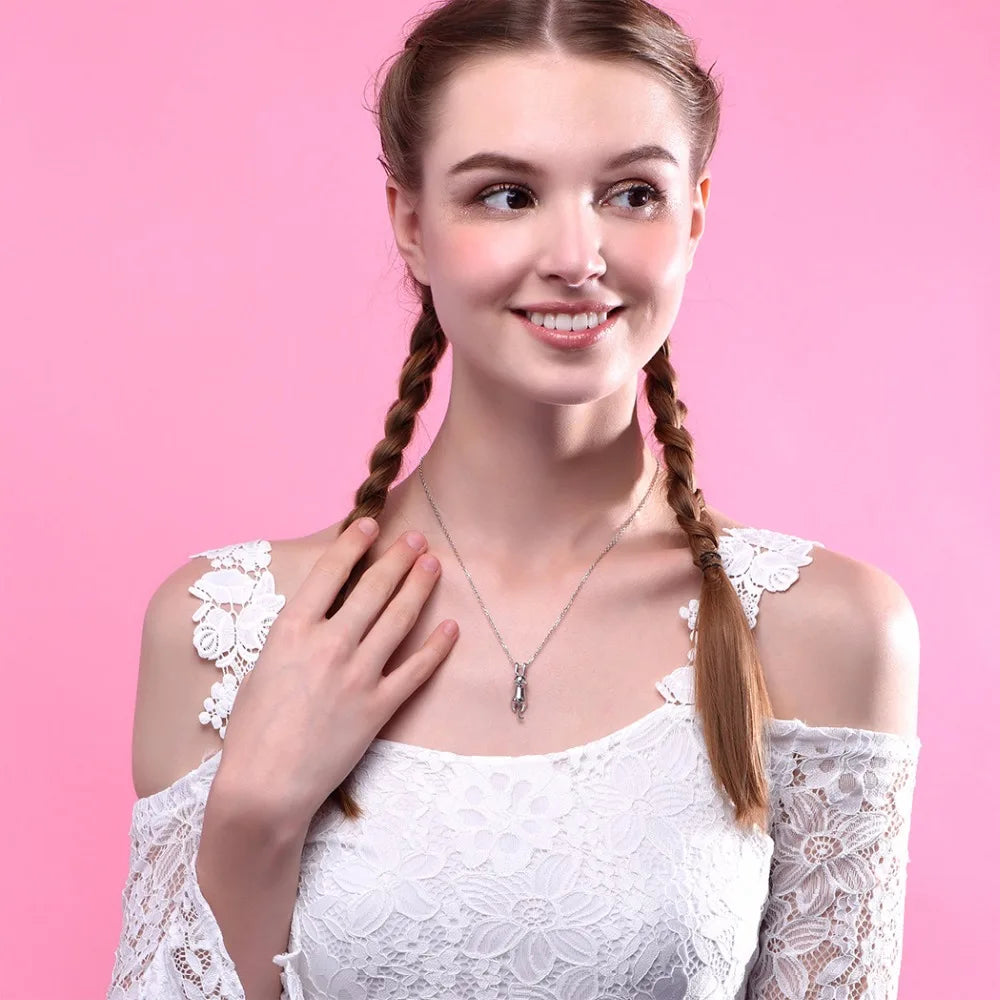 Sterling Silver Stretched Cat Necklace for Women 18 inches Animals Chic Jewelry - PeticaDeals