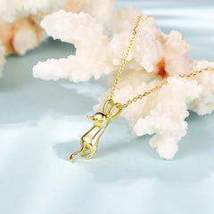 Sterling Silver Stretched Cat Necklace for Women 18 inches Animals Chic Jewelry - PeticaDeals