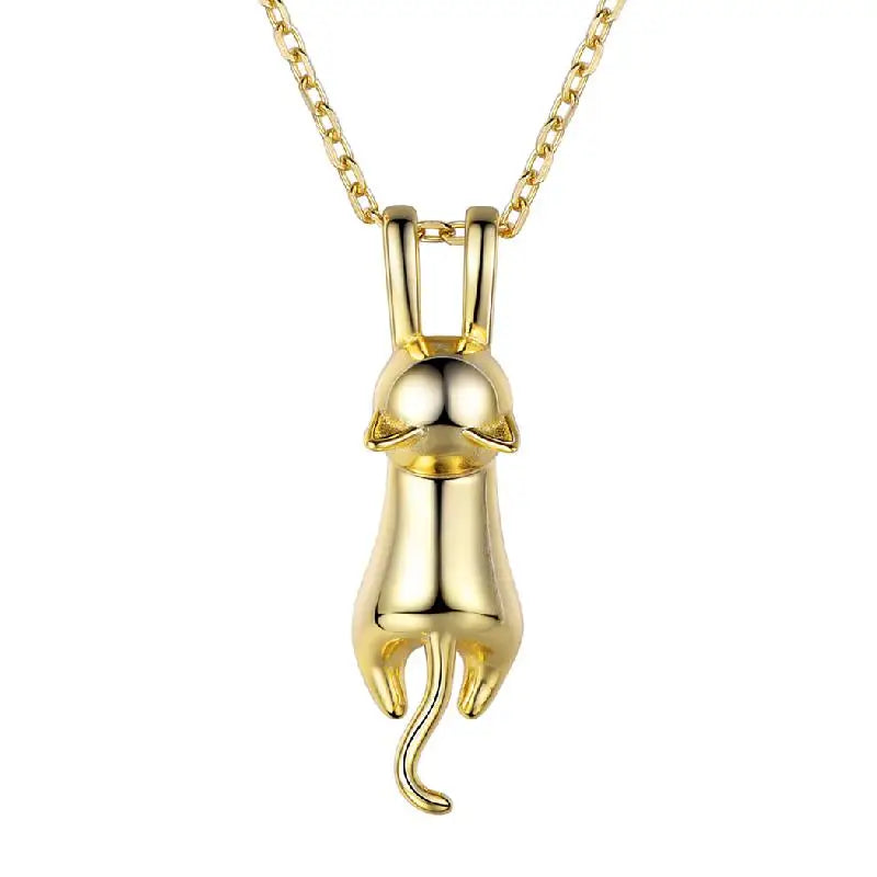 Sterling Silver Stretched Cat Necklace for Women 18 inches Animals Chic Jewelry - PeticaDeals