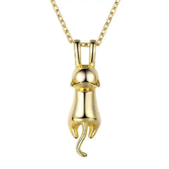 Sterling Silver Stretched Cat Necklace for Women 18 inches Animals Chic Jewelry - PeticaDeals