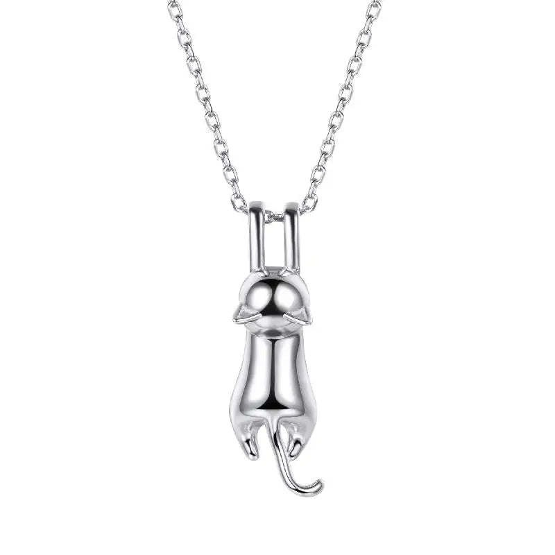 Sterling Silver Stretched Cat Necklace for Women 18 inches Animals Chic Jewelry - PeticaDeals