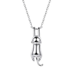 Sterling Silver Stretched Cat Necklace for Women 18 inches Animals Chic Jewelry - PeticaDeals