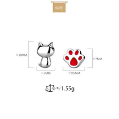 Sterling Silver Sweet Cat Paw Stud Earrings for Women - PeticaDeals