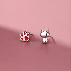 Sterling Silver Sweet Cat Paw Stud Earrings for Women - PeticaDeals