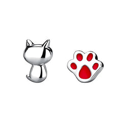 Sterling Silver Sweet Cat Paw Stud Earrings for Women - PeticaDeals
