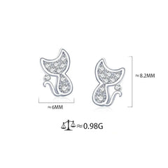 Sterling Silver Women's Fashion Sweet Cat Zirconia Animal Earrings for Women Girls Jewelry - PeticaDeals