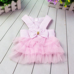 Striped Cat Bow Skirt Cute Pet Dress for Cats - PeticaDeals
