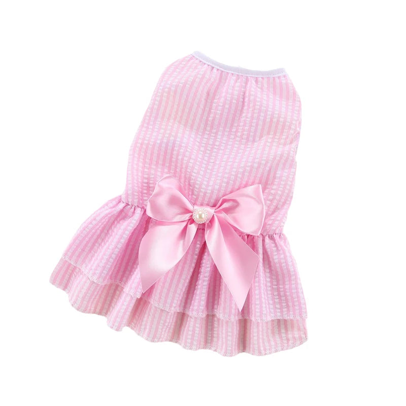 Striped Cat Bow Skirt Cute Pet Dress for Cats - PeticaDeals