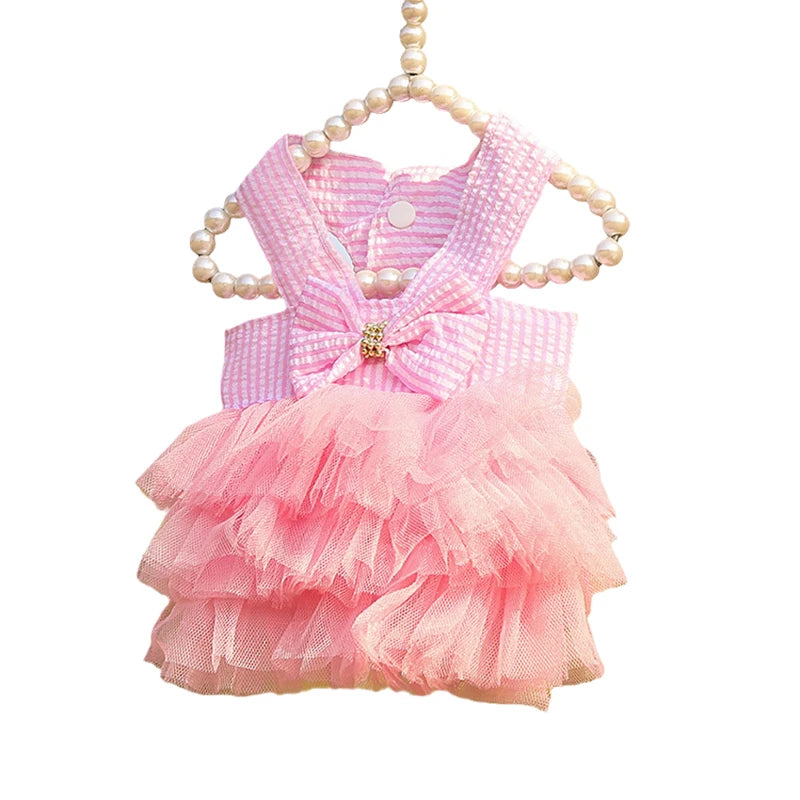 Striped Cat Bow Skirt Cute Pet Dress for Cats - PeticaDeals