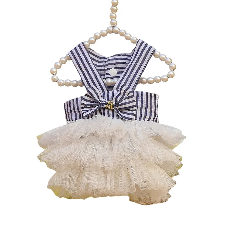 Striped Cat Bow Skirt Cute Pet Dress for Cats - PeticaDeals