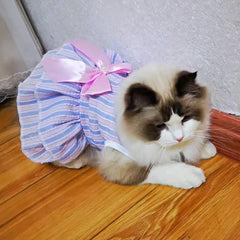 Striped Cat Bow Skirt Cute Pet Dress for Cats - PeticaDeals
